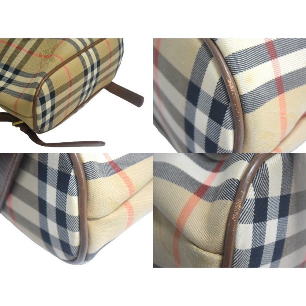 BURBERRY Backpack Daypack Nova Check Brown Beige Tan Canvas Leather - Picture 9 of 10